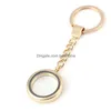 Nyckelringar Öppnande Floating Locket Round Lockets hängen Keychain Living Memory Diy Fashion Jewelry Drop Delivery Dh6kw