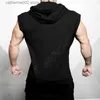 Camisetas Masculinas 2019 Novos Moletons Masculinos Sem Mangas Outonoalgodão Musculação Regatas Ginásios Fitness Treino Homem Casual Colete com Capuz Roupas Masculinas T230601