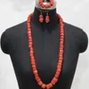 Halsband örhängen set dudo butik 14-15mm ett lager afrikanska original korallpärlor brud fina smycken för nigerianska brudkvinnor
