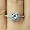 Band Ringen Luxe Vrouwelijke Witte Kristallen Ring Charm Zilver Kleur Dunne Engagement Leuke Bruids Ronde Zirkoon Bruiloft Voor Vrouwen