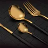 Dinnerware Sets 16 piece tableware set mirror stainless steel cutlery knives forks spoons kitchens els party gifts 230531