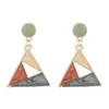 Stud Earrings Metal Geometry Triangles Morandi Color Retro Fashion Simple Personality Glaze Women Jewelry Accessories