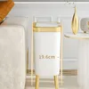 Waste Bins Luxury Golden Trash Can Largecapacity Bin for Kitchen Bathroom Highfoot Pushtype Plastic Garbage Compost 230531