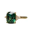 Band Rings Luxury Romantic Gold Color Natural Gemstone Emerald for Women Wedding Engagement Party Birthday Gift Jewelry