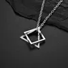 Pendant Necklaces Geometry Interlocking Square Triangle Male Pendant for Men Zinc Alloy Modern Trendy Geometric Stacking Streetwear Necklace J230601