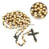 Pendant Necklaces 6Mm Religion Catholic Christian Glass Beads Long Cross Rosary Necklace Drop Delivery Jewelry Pendants Dhgid