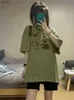 Qweek Y2K Grunge Графическая футболка Green Top Corean Fashion Harajuku негабаритные женщины Tees 90-х