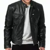 Herrjackor 2023 Autumn Male Leather Jacket Black Brown Mens Stand Collar Coats Biker Motorcykel