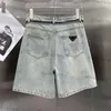 Women's Plus Size Pants Designer Retro Denim Shorts Womens Street Style Jeans Summer Casual Middle Chain Waist Girls Trousers 9DIS