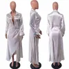 Casual Dresses Sexig High Split Draped Maxi Dress for Women Night Party Evening Prom Shirt Style Long Elegant Sleeve Tunic