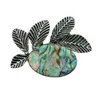 Silver Leaf Broche Pins Elegante Bladeren Edelsteen CAB Broches Tree Plant Hanger voor Sieraden Ketting