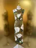 Casual Dresses Fyion High Quality 2023 Summer Women Fashion Runway Top Holiday Midi Leopard Print Dress Ladies Slim Silk