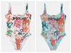 Kadın plaj yaz moda tek parçalı mayo tasarımcısı çiçek baskı bikini havuz yüzme takım elbise seksi tek parça stil 71121 71122