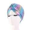 قبعة قبعة/قبعات الجمجمة COLORF LASER SILKY RUFFER TOWST CAP TORPAN FOR Women Headwrap Fashion head lead levers accessories drop d dhk7r