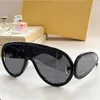 Óculos de sol com máscara Wave LW40108I preto com lentes de logotipo Óculos de sol feminino com armação oval oversized Óculos de sol com máscara de fibra de acetato Óculos de moda para passarela