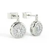 Italian design light point white gold earrings pendant with central diamond surrounded by diamonds