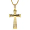 Colares com Pingente Hip Hop Aço Inoxidável Cavaleiro Colar com Pingente de Cruz Masculino Caixa de Cor Dourada Cadeia Pavimentada Strass Colar Jóias Masculinas Presente J230601