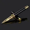 Ballpoint Pens High quality hollow carving roller ball pen METal gold black stationery school provides writing cylindrical pens 230529