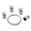 New 5pcs Diamond Crown Car Tire Valve Caps Crystal Dust-proof Bicycle Tyre Wheel Air Cover Bling Car Emblem Sticker Ring Charms Deco