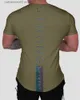 T-shirts pour hommes T-shirt de gymnastique Hommes T-shirt en coton à manches courtes Casual t-shirt mince réfléchissant Fitness Bodybuilding Workout Tee Tops Vêtements d'été T230601