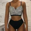 Toppar Shiny Diamonds Women Bralette Sexig Crop Top Streetwear Tank Tops Crystal Rhinestone Bustiers Club Party Bandeau Corset Camis