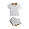 Completi di abbigliamento nati Neonate Ragazzi Vestiti Cotone Casual Manica corta Top TshirtShorts Tute in maglia a costine Toddler Infant Outfit Set 230601