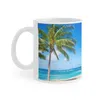 Muggs palmer på sandstranden på Hawaii White Mug 11oz roliga keramiska kaffekopp Mjölkkoppar Tropiskt sommar träd