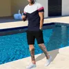 Erkek Trailtsits Yaz Erkekler Günlük Takım 3D Baskılı T-Shirt Şort 2 Parçalı Set Modaya Giyim