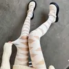 Meias Femininas Lolita Alças Cruzadas Meia-calça Y2K Bandagens Estéticas Collants Branco Preto Fino Menina Kawaii Amarrado Longo