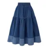 Dresses Casual Jeans Skirt Women's Denim Maxi Skirts Korean Vintage High Waist Blue Pleated Long Skirt Midi Saias Jeans Feminina