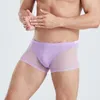 Underpants Thin Men's Panties Japanese Mesh Translucent Ice Silk Stretch Low-rise Sexy U-convex Personality Breathable Boxers 1303