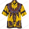 Chemises décontractées pour hommes 3D imprimé bouton Blouses à la mode africaine hommes col rabattu chemise à manches courtes/pleines grande taille hommes ethnique