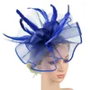 Hårklipp vintage fjäderblomma fascinator hatt damer bröllop fest blommor mesh fjädrar klipp te pannband hårnål