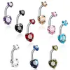 Stainless Steel Punk Style Heart Navel Belly Button Rings Red Zircon Belly Piercing Body Jewelry Women Gifts