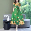 Basic Casual Dresses Fashion Print Summer Dresses For Women Short Sleeve O-Neck Elegant Summer Dress Woman Clothing 230531