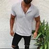 Erkek Tişörtleri 2023 Est Jogger Gömlek Erkek Slim Fit V Boyun Kısa Kollu Kas Tee T-Shirt Sıradan Üstler Henley Elastik