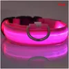 Dog Collars Leashes Nylon Led Pet Collar Night Safety Flashing Glow In The Dark Leash Dogs Luminous Fluorescent Supplies Drop Deli Dh8Ws