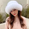 Women Real Rabbit/Rex Fur Hat Bowler Kapeluk Kapita czapka ciepła czapka w Fox Furt