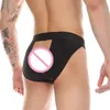 Caleçon glace soie slips hommes dos évider sous-vêtements taille basse culotte mâle respirant ouvert sous-vêtement Lingerie érotique