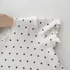 Pigiama Summer Baby Set Dot Print Infantile Ragazze coreane Sleeper Wear Pigiama Bambini Toddler Abiti da interno Tuta da notte 230601