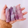 Decoratieve Beeldjes Natuurlijke Lavendel Rozenkwarts Punt Toren Healing Stone Zeshoekig Prisma Obelisk Kristallen 1 Bestelling