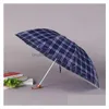 Umbrellas Portable Threefolding Uv Protection Plaid Umbrella 8 Bone Wind Resistant Rainproof Men Women Folding Drop Delivery Home Ga Dha2A