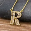 Pendant Necklaces Luxury Gold Color A-Z 26 Letters Necklace CZ Pendant for Women Cute Initials Name Necklace Fashion Party Wedding Jewelry Gift J230601