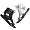 Nouvelles sandales pour hommes noir blanc boucle sangle hommes sandales d'été mode à la main en cuir Pu hommes chaussures livraison gratuite