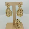 Collier boucles d'oreilles ensemble bijoux pour femmes véritable plaqué or africain italien accessoires de mariage Bracelet anneau FHK14854