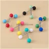 Tongue Rings Colorf Piercing Acrylic Ball Ring Bar Barbell Stainless Steel Candy Color Nipple Y Piercings Body Jewelry Drop Delivery Dh3Zx