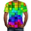 Men's T Shirts Two Thousand And Nineteen Pattern Square Block 3D Printing T-shirt Easy Fashion Man Short Sleeve