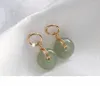 Dangle Boucles D'oreilles Vintage Mode Concise Vert Émeraude Pierres Précieuses Goutte Pour Les Femmes 14k Or Couleur Bijoux Brincos Chanceux Cadeaux D'anniversaire