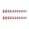 Ложные гвозди 24pcs нажатие на гвоздь розовый окрашивание окрашивания дизайна Sweet Style полное покрытие