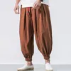 Calças masculinas de primavera soltas Harém de linho chinês calças de moletom de alta qualidade casuais da marca Hengsong calças grandes masculinas